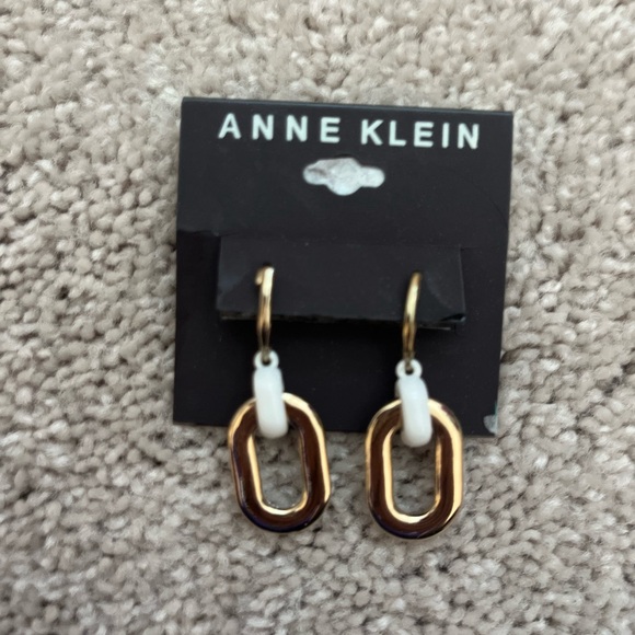 Anne Klein Jewelry - Anne Klein Gold and White Geometric Drop Earrings